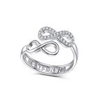 S925 Sterling Silver Best Friend Infinity Ring Adjustable Friendship Jewelry Birthday Gifts for Women Adults Teens, Metal, Cubic Zirconia