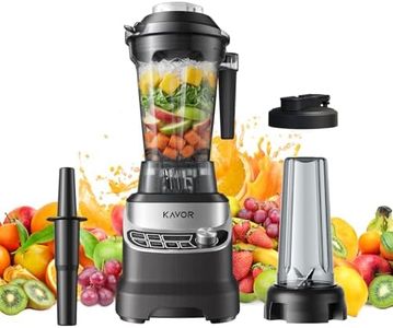 Kavor Smoothie Blender, 2400W High Speed Countertop Blender for Kitchen, Heavy Duty Blender with 64oz Pitcher & 24oz To-Go Cup, AI Smart One-Touch & Stepless Speed for Ice, Shakes and Puree