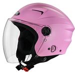 STUDDS RAY ISI Certified Open FACE Helmet for Men and Women with D - Ring Lock (Pink-L)