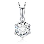 JewelryPalace Round 7.5mm 1.5ct Moissanite Solitaire Pendant Necklace for Women, Classic Simulated Diamond 925 Sterling Silver 14k White Gold Plated Necklaces for Her VVS D-F, 18 Inch Box chain