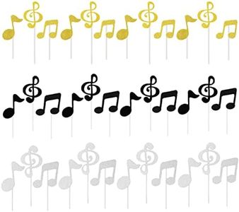 36 piezas de decoración de notas musicales para cupcakes, guitarras, tartas, temática musical, cumpleaños, fiestas, requerimientos musicales, tartas, bodas, músicos, fiestas, baby shower