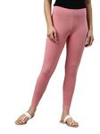 GO COLORS Womens Slim Fit Cotton Ankle Length Leggings - Tall (Dusty Rose_XL)