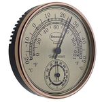 Thermometer Hygrometer Gilt Dial Garden Greenhouse Home Office - Measures Temperature and Humididty