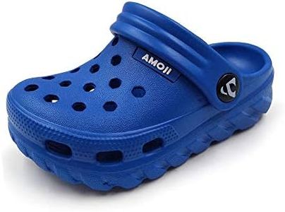 Amoji Kids Clogs Boy Garden Clogs Girl Garden Shoes Toddler Sandals Little Kid Children Gardening Clogs Slip On Big Kid Youth Shower Sandals Blue Size 1-1.5 Little Kid