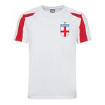 Personalised England Style Home Kit White Football Shirt UK for Boys and Girls Best Birthday Gift for Children and Unisex Kids Playwear for 3 to 13 Year Old Kids (5-6 Years), White and Red