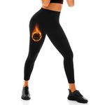 Leafigure Thermal Leggings Women, Black Fleece Lined Thick Leggings High Waist for Workout Sport L-XL