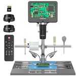 Andonstar AD246S-M Plus 7'' HDMI Soldering Digital Microscope for Electronics Repair, 2000x 3 Lens 2160P UHD Video Record, Soldering Microscope Station with Helping Hands, Coin Microscope, 32GB Card