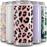 Maars Skinny Can Cooler for Slim Beer & Hard Seltzer | Stainless Steel 12oz Sleeve, Double Wall Vacuum Insulated Drink Holder - Blush Leopard