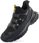 FitVille Extra Wide Sneakers for Men Slip-on Shoes, Soft Comfortable Mens Running Shoe, Slip Resistant Hiking Walking Shoes with Arch Support & Wide Toe Box Black