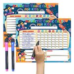 2pk Magnetic Reward Charts for Children with 2 Pens | Chores Board for Family | Kids Magnetic Chore Chart | Behavior Chart for Kids | Chore Chart for Family | Fridge Week Planner | Chart for Adults