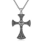 Midir&Etain Cross Necklace for Women Men Sterling Silver Holy Spirit Dove Pendant Necklace Protection Catholic Jewellery Religious Gifts with 22" Chain