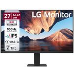 LG 27U631A 68.47 cm (27 Inch) QHD (2560x1440) IPS PC Monitor with 100Hz, 5ms (GtG) HDR10, Flicker Safe & Reader Mode HDMI, USB-C, Tilt Adjustable, 3-Side Virtually Borderless Design sRGB 99% (Black)