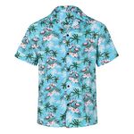 Men Hawaiian Shirts Floral Printed Casual Button Down Shirts Short Sleeve Beach Tropical Shirts for Mens Blue Flamingo 2XL