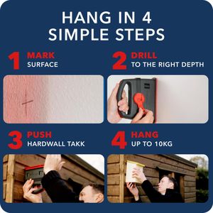 Takker Hardwall Picture Hanging Kit – Easy No-Drill Wall Hooks Set