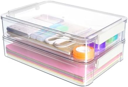 Citylife 2 PCS 6 Qt Plastic Storage Bins with Lids and Latches, Portable Stackable Storage Bins, Clear Plastic File Box for Organizing A4 Paper, Letters, Documents, Art Supplies, and Crafts