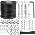 Belio String Light Hanging Kit, Stainless Steel Cable for Outdoor Lights, 182 FT Wire Rope Cable Turnbuckle and Hooks, Globe String Light Suspension Kit