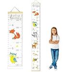 SYCARON Growth Chart Kids, Nursery Height Charts Canvas Wall Ruler Removable Height Measure Chart Hanging Measuring Ruler Wall Decal with Hook for Nursery Bedroom Wall Decor - Animal