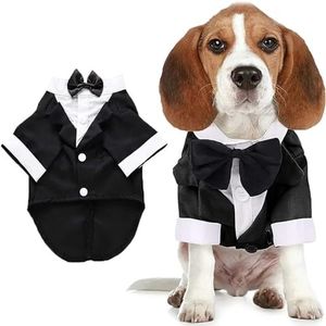 Esmoquin de Perro,de Mascota Boda Elegante con Retirable Camisa de Esmoquin Formal Ropa Algodón,Ropa Abrigos para Fiesta de Cumpleaños Boda Navidad Halloween Party