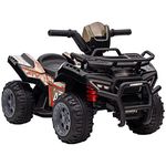 Aosom Kids Ride-on ATV Quad Bike Four Wheeler Car with Music, 6V Battery Powered Motorcycle for 18-36 Months, Black