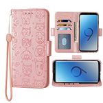 FDCWTSH Compatible with Samsung Galaxy S4 Wallet Case Wrist Strap Lanyard Leather Flip Card Holder Stand Cell Accessories Phone Cover for Glaxay S 4 Gaxaly 4S Galaxies GS4 I9500 Women Men Rose Gold