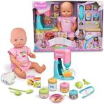 Nenuco - What do we eat today?, baby doll with accessories for preparing baby food, with 2 electronic toys, mixer and spoon, doll toys for children from 3 years, Famosa (NFN43000)