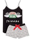 FRIENDS Pyjamas Women Central Perk Cafe Black Vest Shorts Ladies PJs X-Large