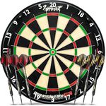 IgnatGames Professional Dart Board Set - Bristle/Sisal Tournament Dartboard with Completely Staple-Free Ultra-Thin Wire Spider + 6 Professional Steel Tip Darts + Darts Measuring Tape + Darts eBook