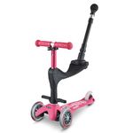 Micro Scooters | Mini 3in1 Deluxe Push Along Children's Trike | Toddler Scooter with Seat | 12mths-5yrs | Boys & Girls | Pink