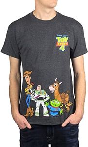 Disney Pixar Toy Story Camiseta Camisa para Hombre Adulto Men T-Shirt Graphic Tee Tshirt for Adult Tee Clothing Extra Large Happy Crew Woody Buzz Bo Peep Disneyland World (Charcoal Heather, X-Large), Charcoal Heather, X-Large