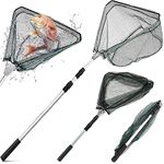 Hetkrishi Fishing Net,Foldable 36-66 inch Telescopic Fishing Landing Net with Aluminum Alloy Handle for Ponds Carp Trout Fishing (Landing Net)