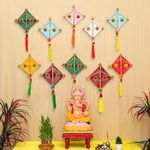 eCraftIndia Artificial Marigold Flowers Hangings with Bangles Ringing Bells (10, Kite Hanging)