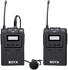 BOYA Wireless Lavalier Microphone System, BY-UM48C UHF Professional Omni-Directional 48-Frequency with Interview Mic by-UM2 for Canon Nikon DSLR Camera Sony Panasonic Camcorders Facebook Livestream