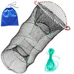 Drasry Crab Trap Bait Lobster Crawfish Shrimp Portable Folded Cast Net Collapsible Fishing Traps Nets Fishing Accessories Black (1PCS)