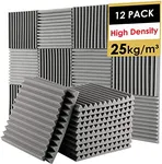 FONESO Acoustic Panels, High Density Soundproof Foam Panels for Walls, Sound Absorbing Panels, Acoustic Foam Panels Fire Resistant for Studio Recording (Grey, 1"x12"x12" 12Pack)