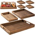 Yangbaga Serving Trays with Handles-Set of 7-Wooden Platters | Wooden Trays Anti-Slip Rectangular| Serving Trays for Parties |Multipurpose Trays Perfect for Food, Tea, Coffee,Drinks…