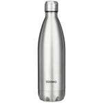 Amazon Brand - Solimo Stainless Steel Insulated Cola Bottle (1000ml) | Superior Durability | 100% Food-Safe | Leak Proof | BPA-Free Cap (Steel Finish)