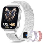 Smart Watch for Women(Call Answer/Dial), 1.85'' Touch Screen Smartwatch for Android iPhone Compatible, Fitness Tracker with Heart Rate Sleep Monitor 120+ Sports Modes, 30 Days+ Battery Life, Silver