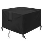 OKPOW Fire Pit Cover Square 30 inch, 600D Heavy Duty Outdoor Firepit Covers Waterproof Windproof Anti-UV,Suitable for 28 inch,29 inch,30 inch Fire Pit/Table, Black