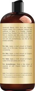 Handcraft Blends Organic Castor Oil 473ml – Pure Expeller-Pressed, Hexane-Free