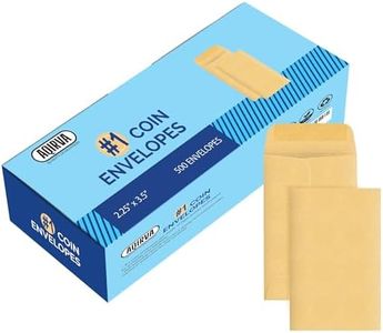 Aqirva #1 Coin Envelopes 500 Pcs - 2.25×3.5 Inches – Thick & Heavy-Duty Gummed Flapped Kraft Envelopes – Perfect for Coins, Money, Seeds, Home, Office, Wedding & Pocket Use
