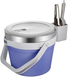 COKTIK 7L Vacuum Insulated Ice Bucket with Lid and Scoop& Tongs,Large capacity Stainless Steel Beverage Bucket for Cocktail, Champagne, Wine, Beer,Large Parties(Purple Suit)