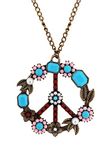 MINACHI Bohemian Vintage Hippie Flower Colorful Beads Peace Sign Pendant Necklace, Hippie Jewelry Gift for Women