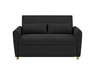 Bravich Pull Out Two Seater Sofa Bed - Black. Modern Contemporary Easy Space Saving Folding Bed Living Room Furniture To Full Size Double Bed. Fabric Couch With Thick Foam Cushions.