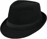 UTOWO Kids-Felt-Fedora-Trilby-Gangster-Hat Toddler-Boys Panama Derby Manhattan Cuban Hat Jazz-Cap(Size 6 5/8 for 2-6T) Black