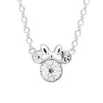 Disney Minnie Mouse Birthstone Jewelry, April Birth Month Pendant Necklace, Silver Plated, Clear Crystal - Officially Licensed