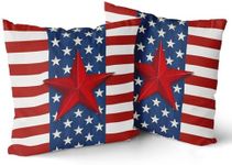 Giwawa 4th of July Pillow Covers Set of 2-18"x18" Patriotic American Flag Square Throw Pillowcases for Bed Sofa Couch- Memorial Day USA Stars Double Sided Cushion Covers for Holiday Decor