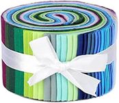 F Fityle 36 Pieces Jelly Fabric Roll 2.5 Inch Roll up Fabric Quilting Strips Floral Printed Craft Fabric Bundle Precut Patchwork with Assorted Patterns - Pure Color