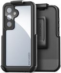 Encased Waterproof Belt Case Designed for Samsung Galaxy S24 Plus - Full Body Protective Case with Screen Protector Built-in with Holster Clip (Clear/Black) (S24+)