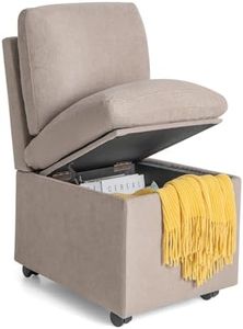 COSTWAY Sillón Moderna con Almacenamiento y Ruedas, Silla Tapizada de Tela con Cojines Desmontables Engrosados, Silla Individual, Silla de Salón Contemporánea para Dormitorio Estudio u Oficina