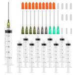 Glue Syringe 10ml Blunt tip Syringe Luer Lock 14Ga 16Ga 18Ga Blunt Needle with Caps,Glue Applicator Syringe for Rhinestones, Woodworking, Paint, Adhesives, Oil, Ink Injec Wallpaper Syringe (10ML)